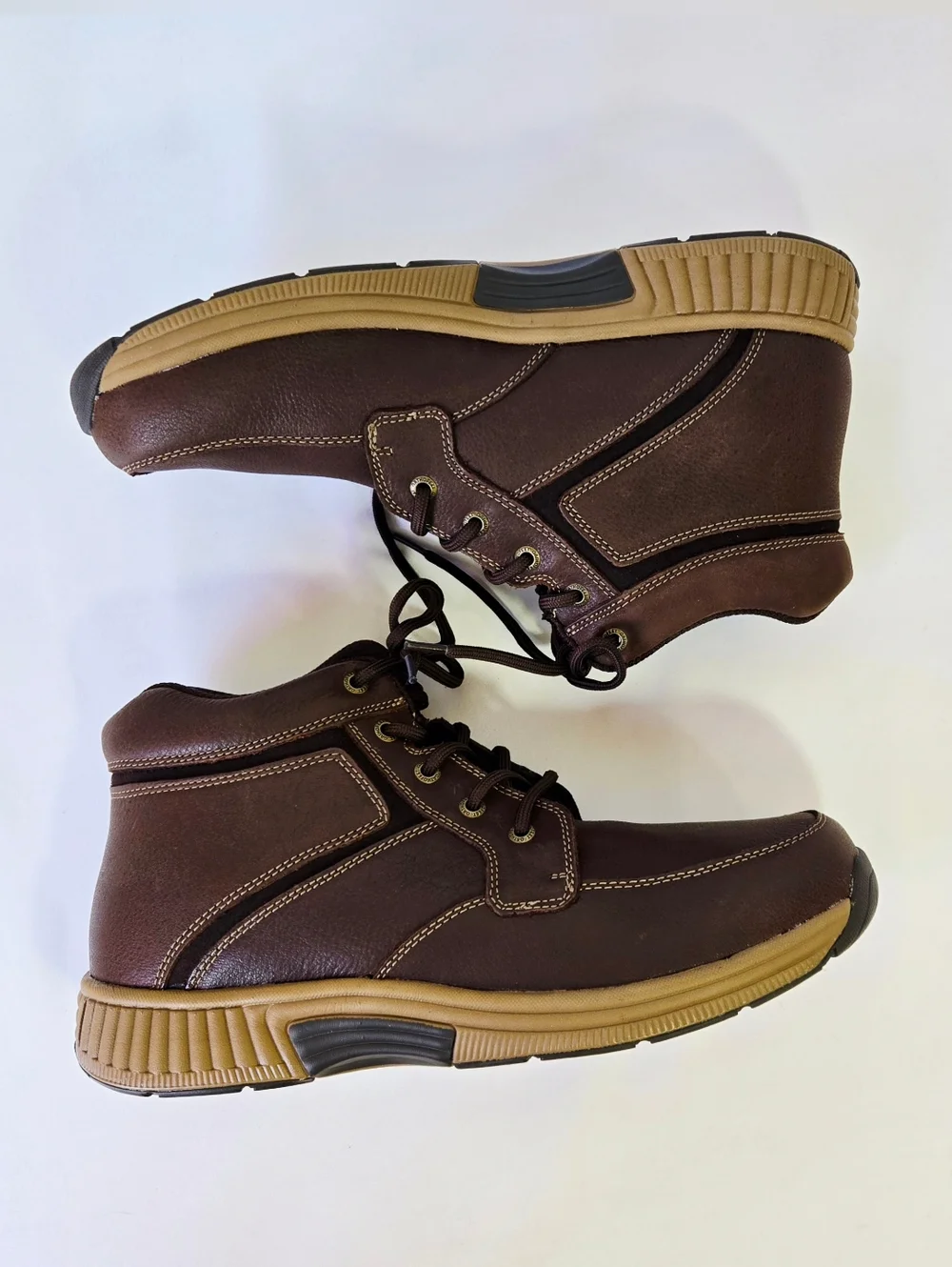 Orthofeet Brown Leather Comfort Boots Men’s 10 Casual Walking Shoes